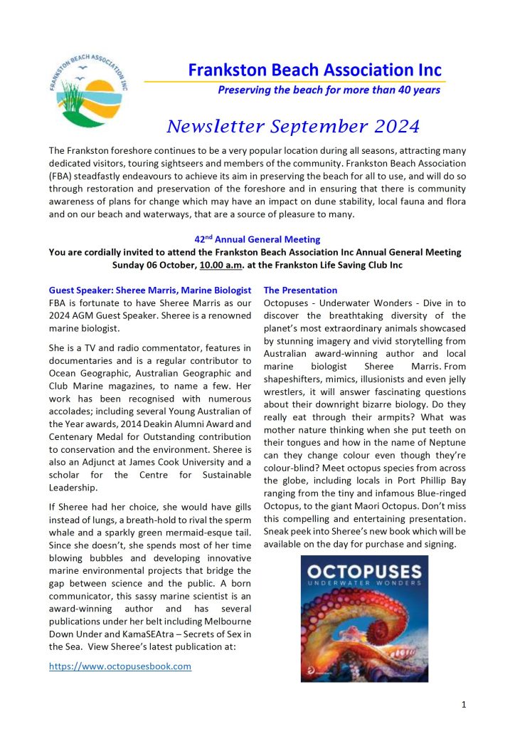 Frankston Beach Association September Newsletter 2024